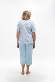 Martel Maria dames pyjama - 100% katoen -  wit/blauw-  gemaakt in Europa