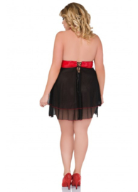 Andalea mooie babydoll- zwart/rood- grote maten