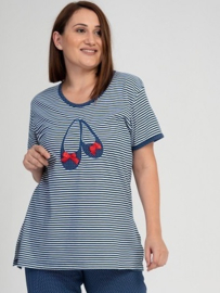 Vienetta katoenen damespyjama- marineblauw- grote maten