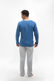 Martel Oskar - pyjama blauw/grijs-  katoen