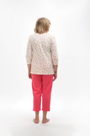 Martel Maria dames pyjama- mouwen 3/4  100% katoen  creme/roze