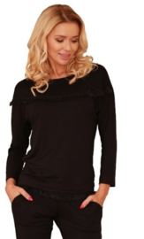 Hoogwardige viscose pyjama set-  zwart - lage taille