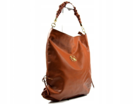 Leder tas- Laura Biaggi Dames Luxe Leer Schouder Tas in Bruin kleur