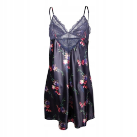 Hoogwardige satijn chemise van DKaren- bloemenprint - Flowers