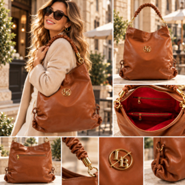 Laura Biaggi Grote Leren Dames Schoudertas – Echt Leer – Camel – Made in ItalyRuim, stijlvol en gemaakt van echt leer. Deze grote Laura Biaggi dames schoudertas is ideaal voor vrouwen die veel ruimte willen zonder in te leveren op een elegante uitstraling