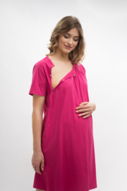 Martel Diana bevalhemd voor de bevalling & kraamtijd - roze- 100 %  katoen