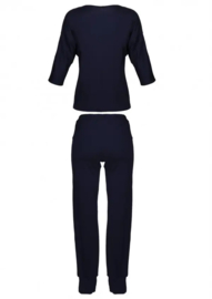 Pyjama met kant aan de voorkant - driekwart pyjama voor dames van zachte viscose - DKaren Loretta - zwart