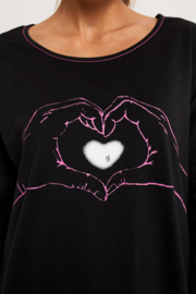 Italian Fashion GALIA dames nachthemd met 3/4 mouwen- zwart