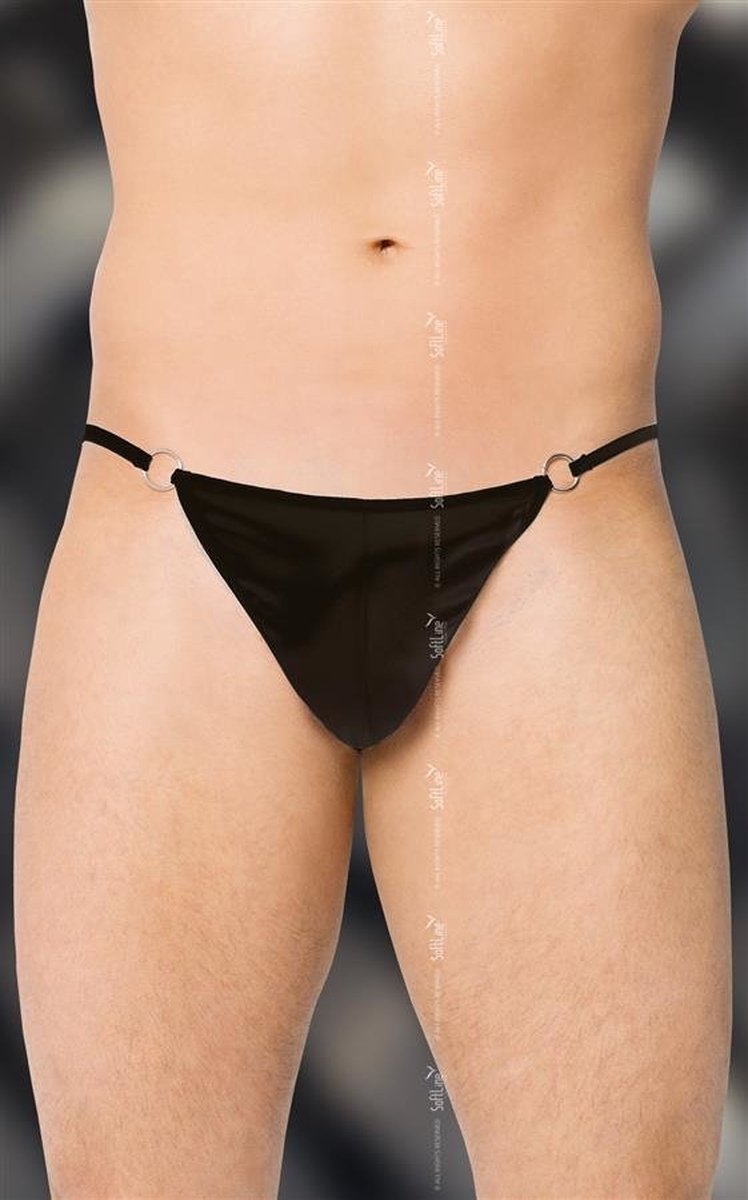 SoftLine Collection - Elegante heren string met satijn aanzicht zwart