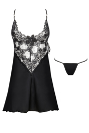 Beauty Night |  Leslie  | satijn chemise  met kant | zwart | korting | sale |