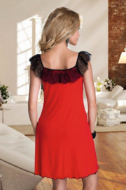Eldar- Elisa- mooie slipdress met kant- rood/zwart - viscose