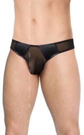 maart entiteit een kopje Sexy doorzichtige string met wetlook zwart | Heren ondergoed | Annlingerie
