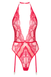 Beauty Night Adelaide - spannende kanten teddy met open achterkant - cherry