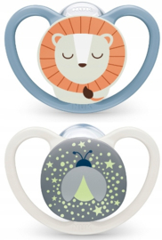 NUK Perfect Match Air Night Fopspenen  – 2 Stuks – Glow in the Dark – Orthodontisch – BPA-vrij – Met Bewaardoos
