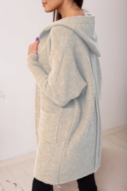 Zoja-Dik oversized vest van gebreide wolmix met capuchon- grijs