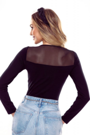 Eldar Heidi-  katoen blouse met lange mouwen-zwart
