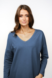 Sweatjurk uit katoen - Italian Fashion Karina - tuniek met lange mouwen - Marineblauw/Jeans