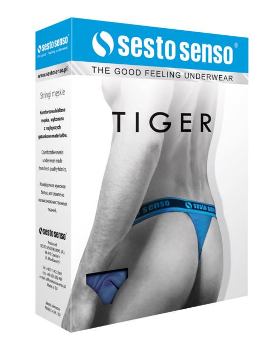 Sesto senso Tiger sexy heren string - katoen donker beige | ondergoed |