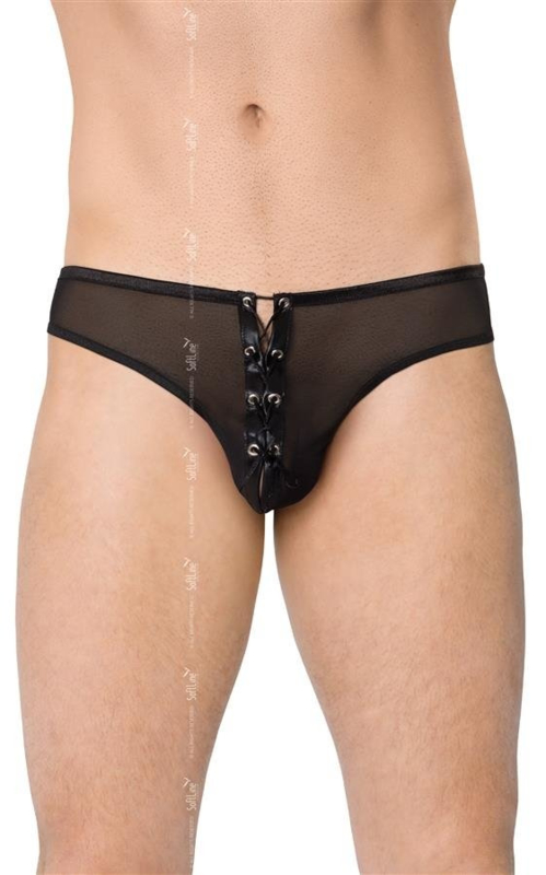 inkt kast Rondsel SoftLine Collection - Erotische doorzichtige heren string met sluiting aan  de voorkant zwart | Heren ondergoed | Annlingerie