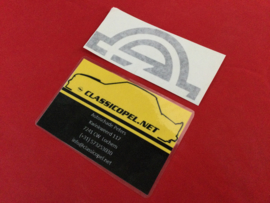 "Opel logo" sticker kleur zwart t.b.v. achterklep Opel Ascona 400.