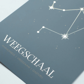 Sterrenbeeld poster - Weegschaal - Warm blauw