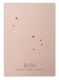 Sterrenbeeld poster - Ram - Oud roze