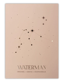 Sterrenbeeld poster - Waterman - Oud roze