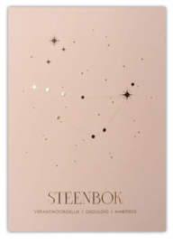 Sterrenbeeld poster - Steenbok - Oud roze