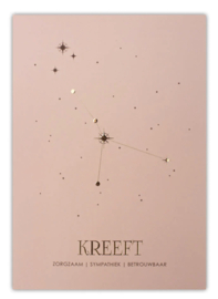 Sterrenbeeld poster - Kreeft - oud roze