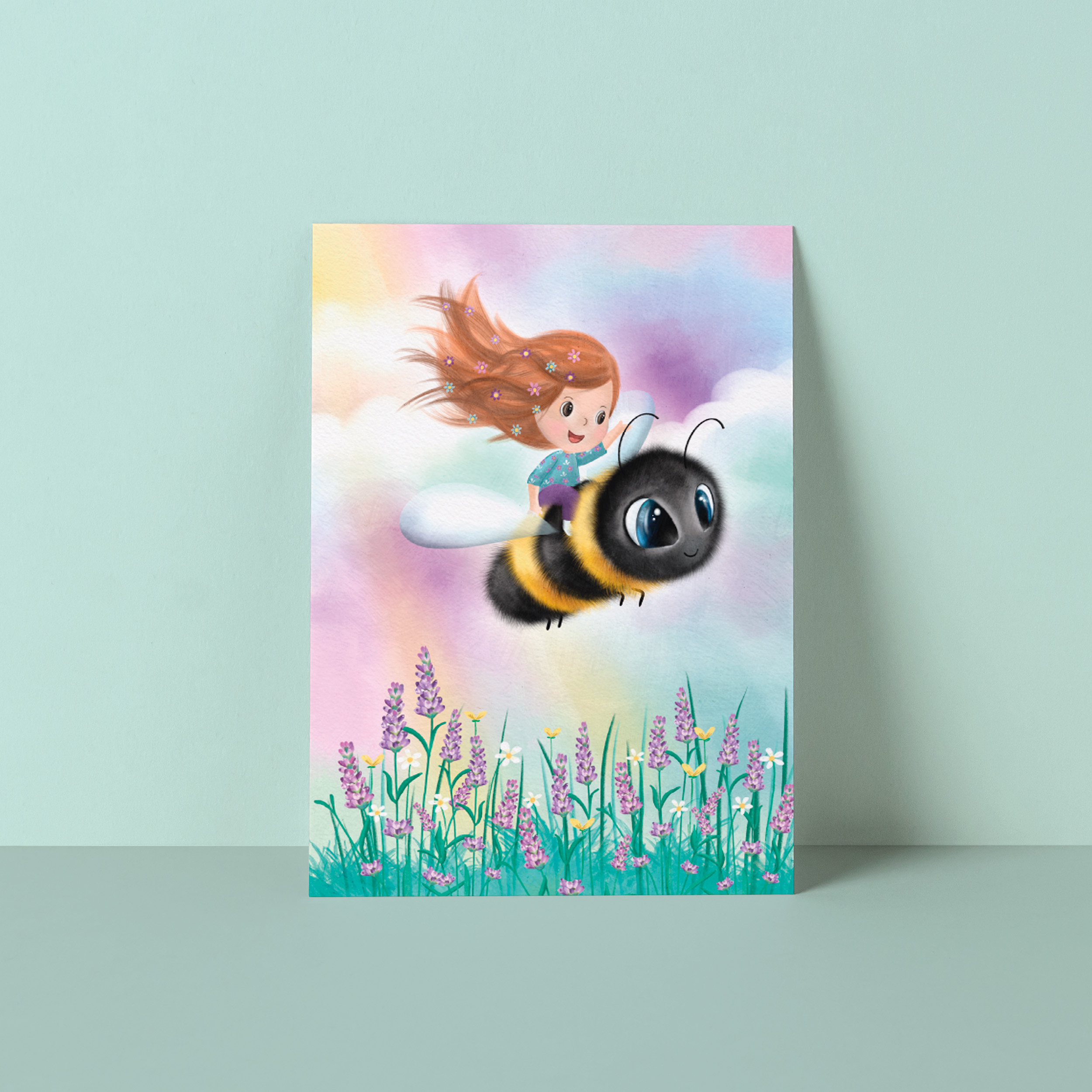 Ansichtkaart "Op reis met hommel"