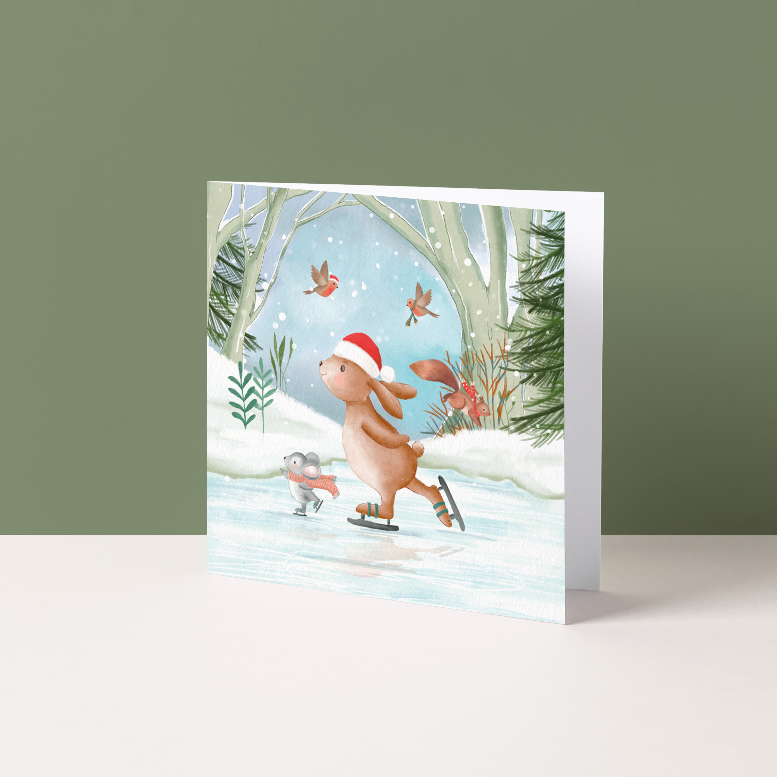 Kerstkaart "Schaatsen"