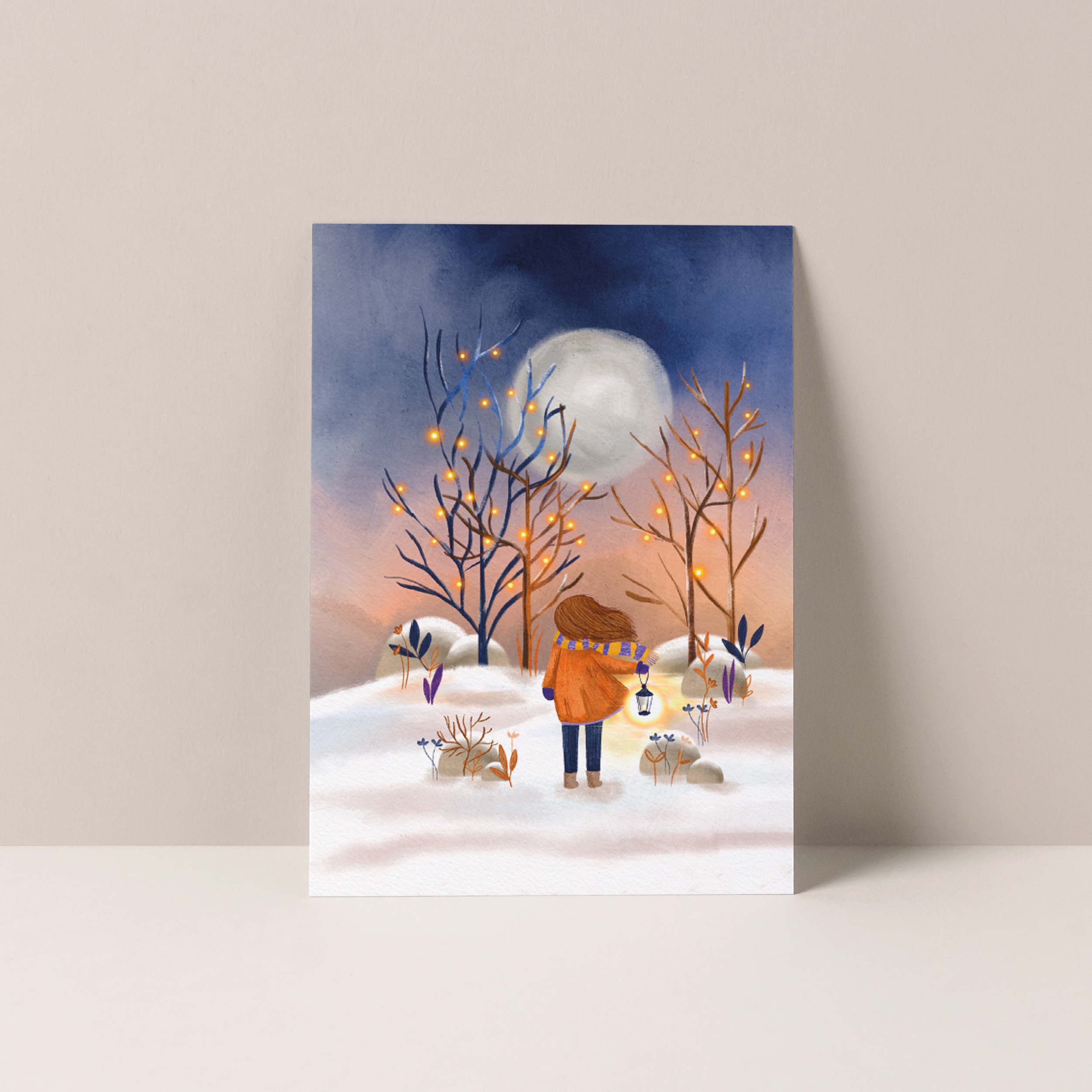 Ansichtkaart "Lichtjes in de nacht"