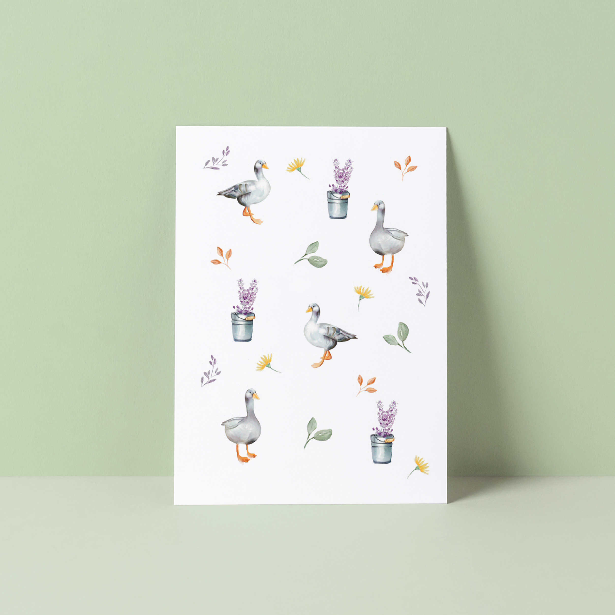 Ansichtkaart "Lavendel & Gans"