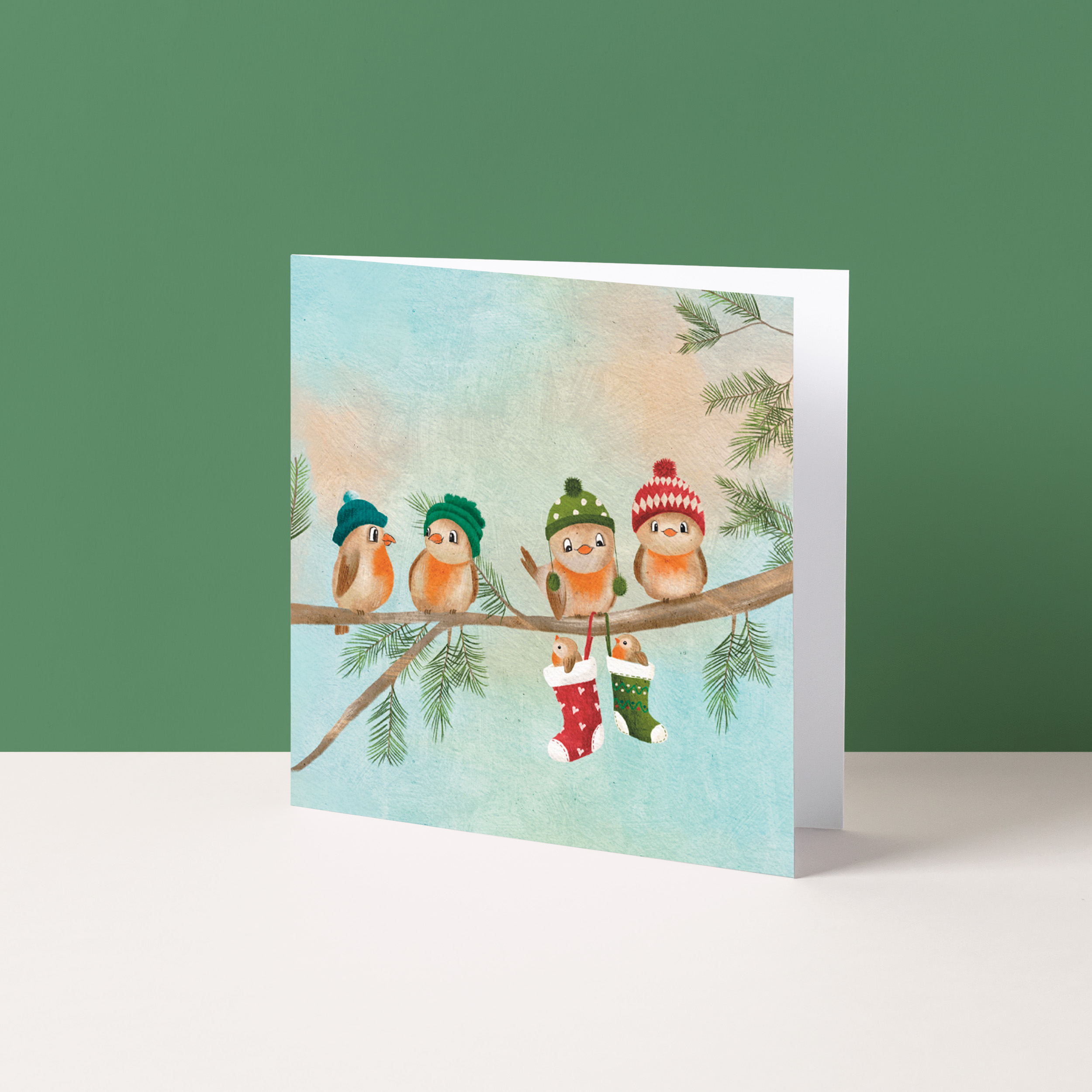 Kerstkaart "Vogeltjes"