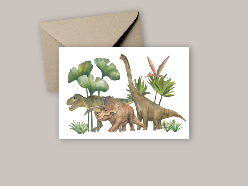 Ansichtkaart "Dinosauriërs"
