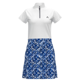 Adina-2 Cool Comfort Jurk, Ornament print wit/blauw