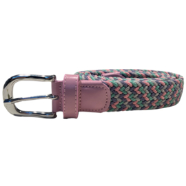 Riem, multicolor gevlochten roze/paars/lila/groen