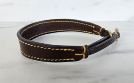 De Rolleman leren halfcheck halsband bruin
