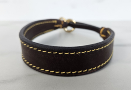 De Rolleman leren halfcheck halsband bruin