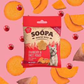 Soopa bites met veenbessen en zoete aardappelen
