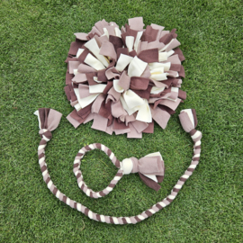 Set snuffelmat + trektouw en ring - bruin/taupe/creme