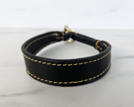 De Rolleman leren halfcheck halsband zwart