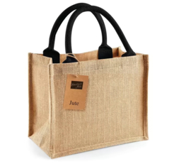 Mini jute tas - Natuurlijk/Zwart
