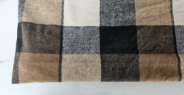 Jeppieteckel slaapzak/mand bruin/blauw geruit - camel inclusief rond kussentje