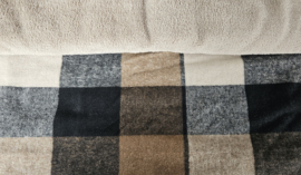 Jeppieteckel slaapzak/mand bruin/blauw geruit - camel inclusief rond kussentje