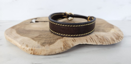 De Rolleman leren halfcheck halsband bruin