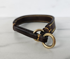 De Rolleman leren halfcheck halsband bruin