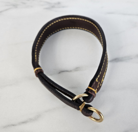 De Rolleman leren halfcheck halsband bruin