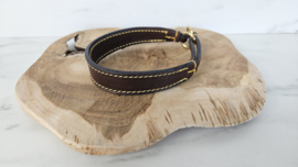 De Rolleman leren halfcheck halsband bruin