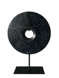 Bi-ring black marble on stand